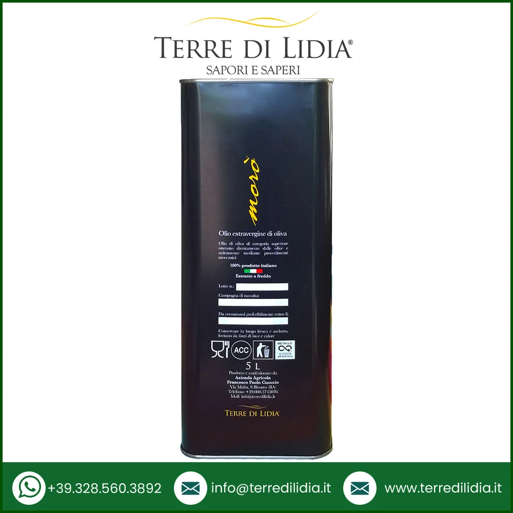 Direct Manufacturer Low MOQ Pure Italian Extra Virgin Olive Oil Latta Moro 5 L