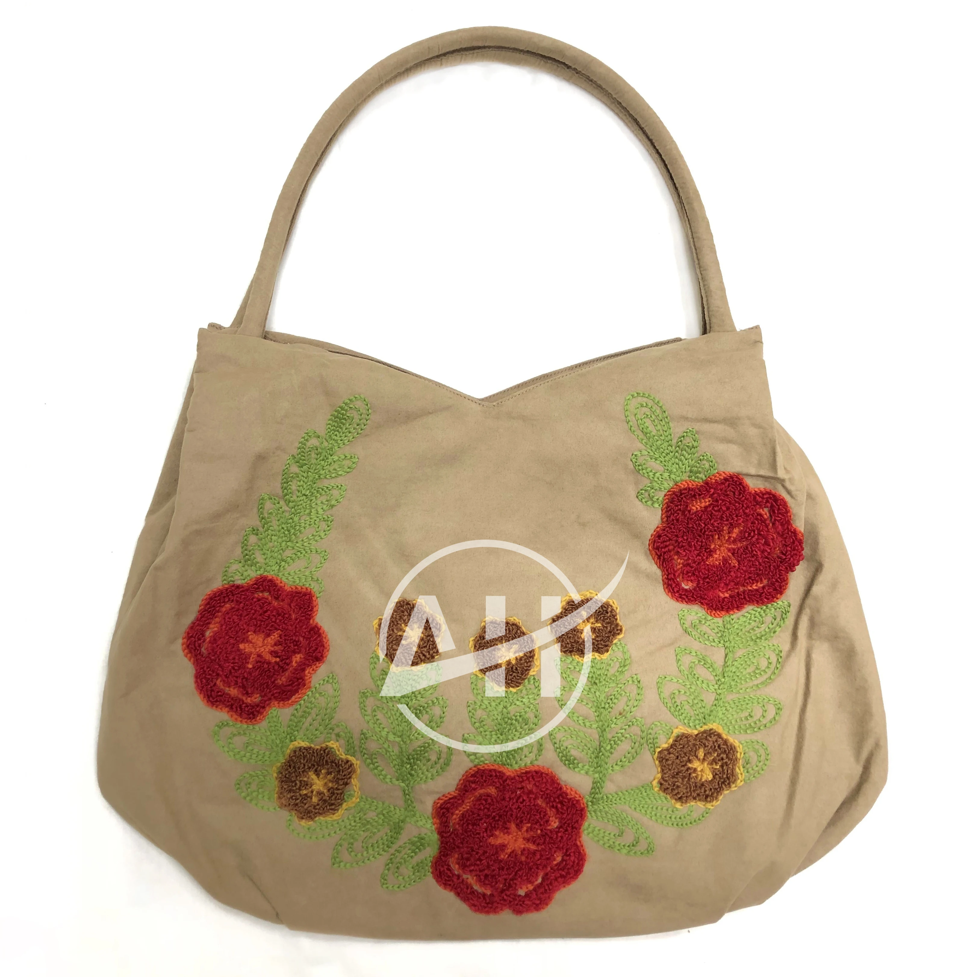 Mandala Embroidery Tangle Patterns Embroidery Suede Shoulder Bag, Handmade bags Chain Stitch Women Bags