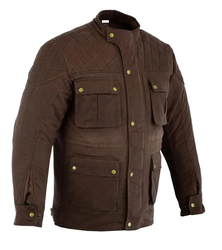 High Quality Men Brown Waxed Diamond Cut Jacket