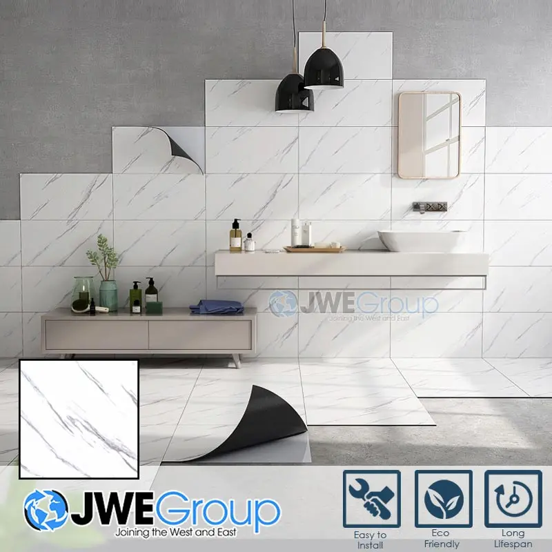 Arrowzoom Self-Adhesive Marble PVC Vinyl DIY Home Decor Living Room Bathroom Kitchen Wall Floor Tiles 30*30 cm KK1191