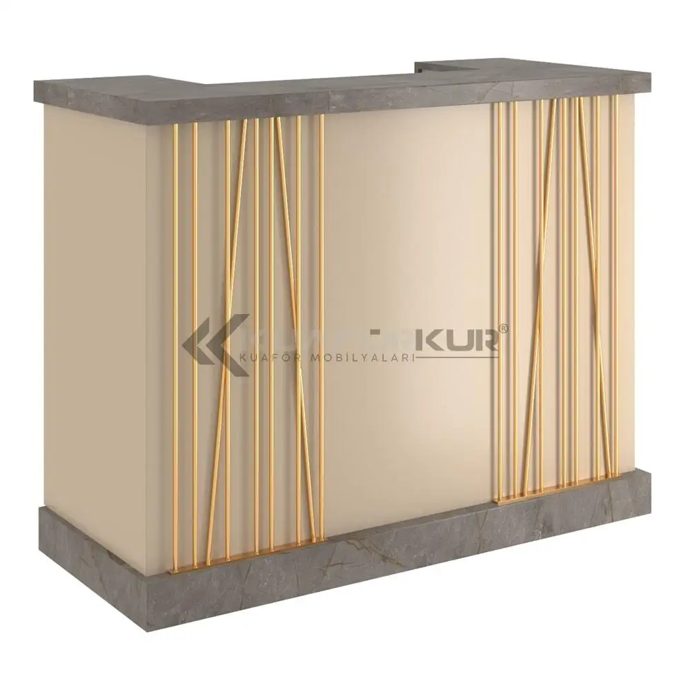 Hot Selling Cheap Reception Desk Optional Gold Color Hairdressing Salon Equipment Front Desk Strong Counter Desk Fast Production
