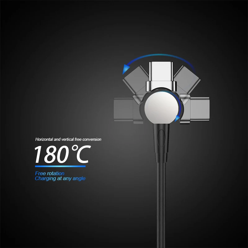 180-degree rotating detachable magnetic USB charge data cable for Android iPad MacBook