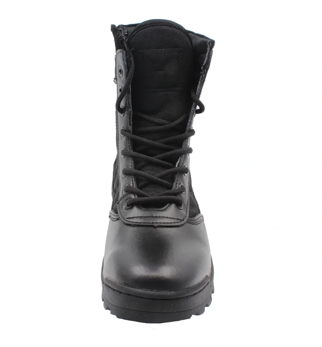 Chinese Black genuine leather men Combat army black boots