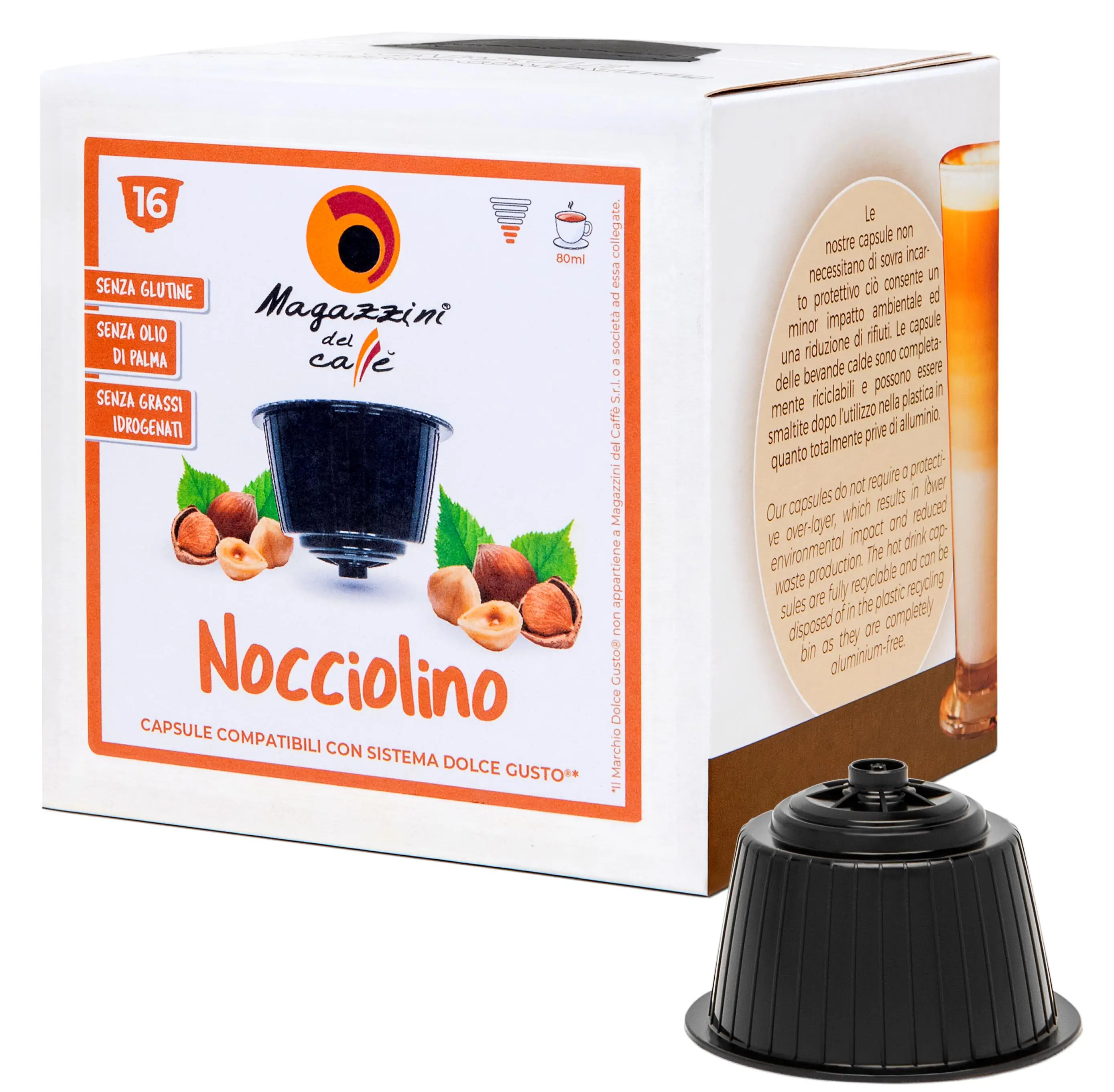 Итальянские кофейные капсулы Nocciolino Dolce Gusto *, 16 шт. в коробке