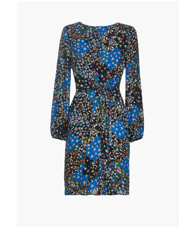 
Italian Dress in Viscose Fabric with Puff Long Sleeves and Micro Flower Print | Women Fashion | Made in Italy 