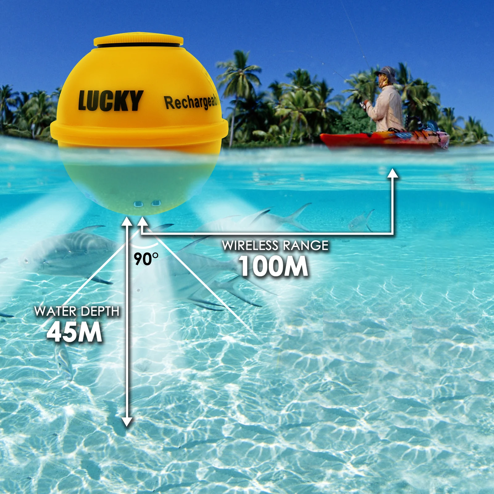  LUCKY Fish Finder Беспроводная перезаряжаемая Датчик 100 м практическая дальность действия для FFW-718LA FF-1108-1CLA