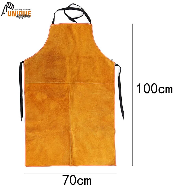
Latest Style Good Quality Genuine Leather Work Shop Apron Heat & Flame Resistant Heavy Duty Welding Apron 