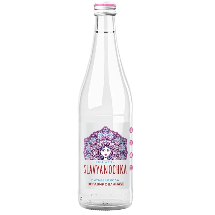 Non-carbonated natural mineral water SLAVYANOCHKA 0,5 l. glass bottle wholesale, glass mineral water bottles
