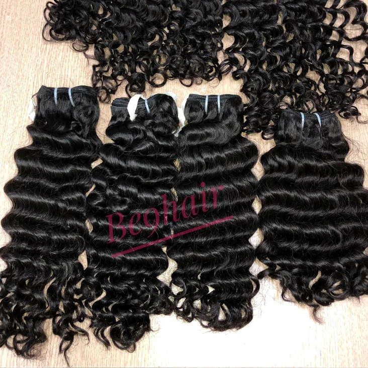 cuticle aligned hair Deep wavy hair bundles Double weft double drawn sew in Human Hair Extension