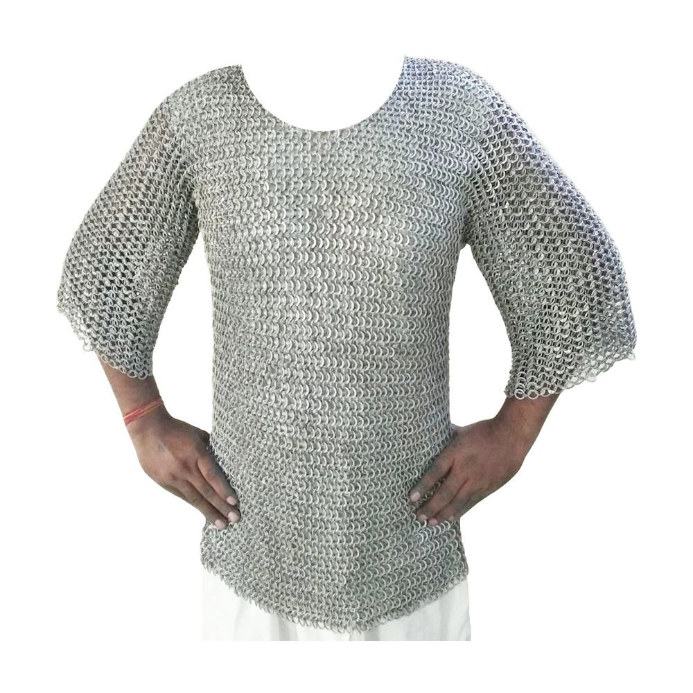 Custom Design riveted solid ring chainmail aluminum haubergeon for movie serial drama play role Largest Manufacture Company