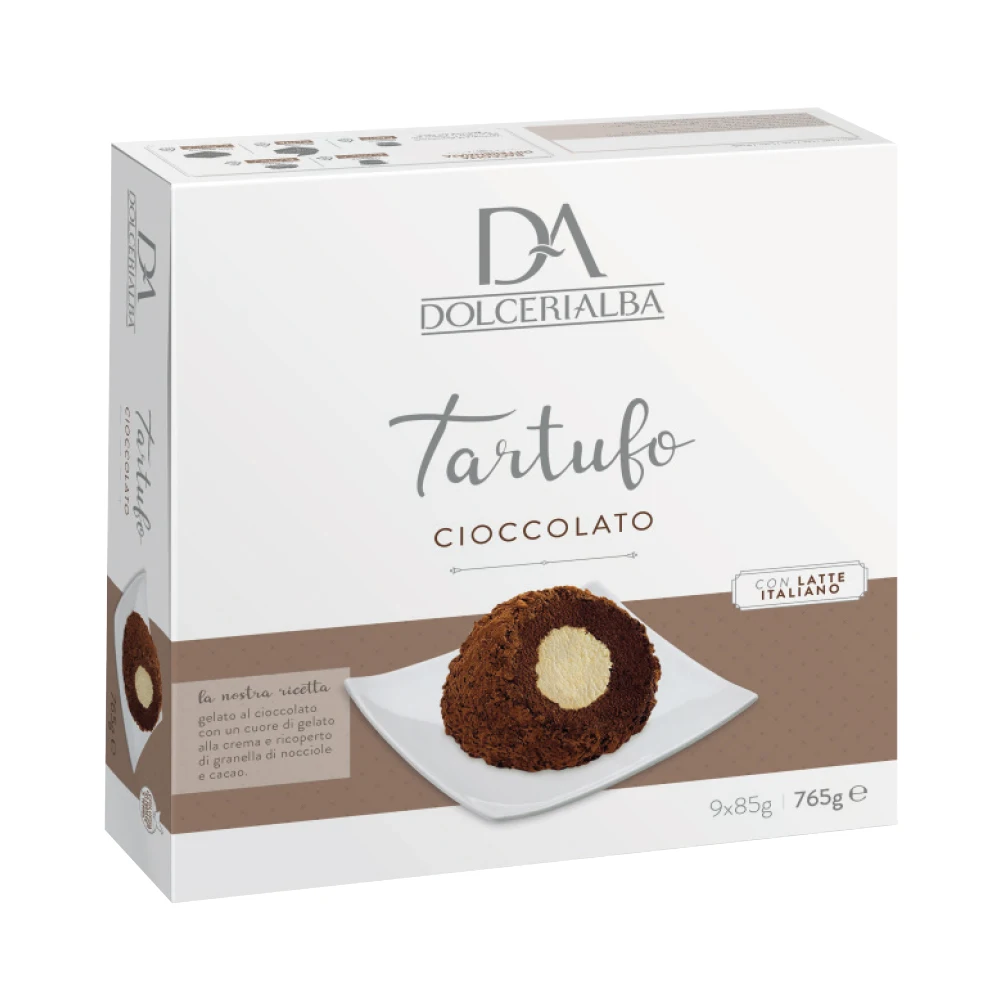 Premium Quality Italian Chocolate Tartufo Ice Cream 9 Individual Portions Family Pack 765g Wholesale