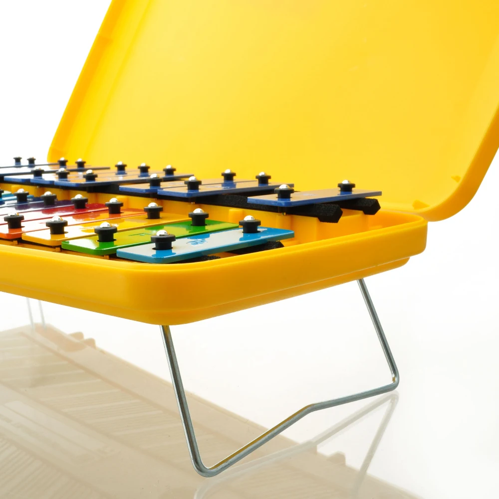 
25 Notes Rainbow Color Pressed Steel Bars with Yellow Case Angel Glockenspiel made in Korea 