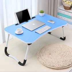 Foldable Stable Bed Tray Laptop Stand Folding Laptop Table Computer Desk For Home Office Study Bed With Tablet Cup Holders
