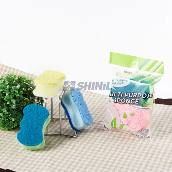 Eco-friendly Cellulose Kitchen Sponge with Scrubber Scouring Pad for Dishes Wash Cleaning Dish Sponges Daily Necessities