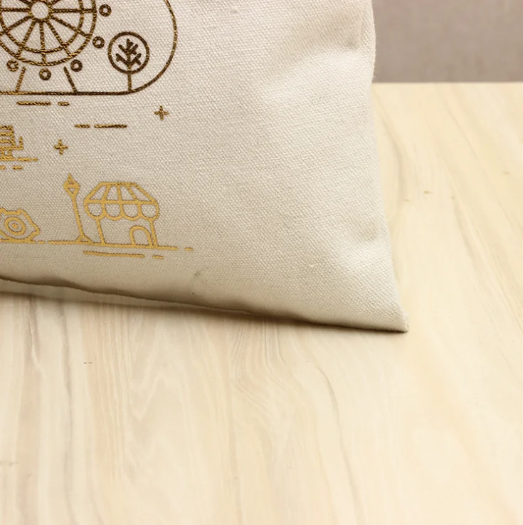 Eco- friendly custom gold foil stamp logo recyclable cotton canvas carry bag