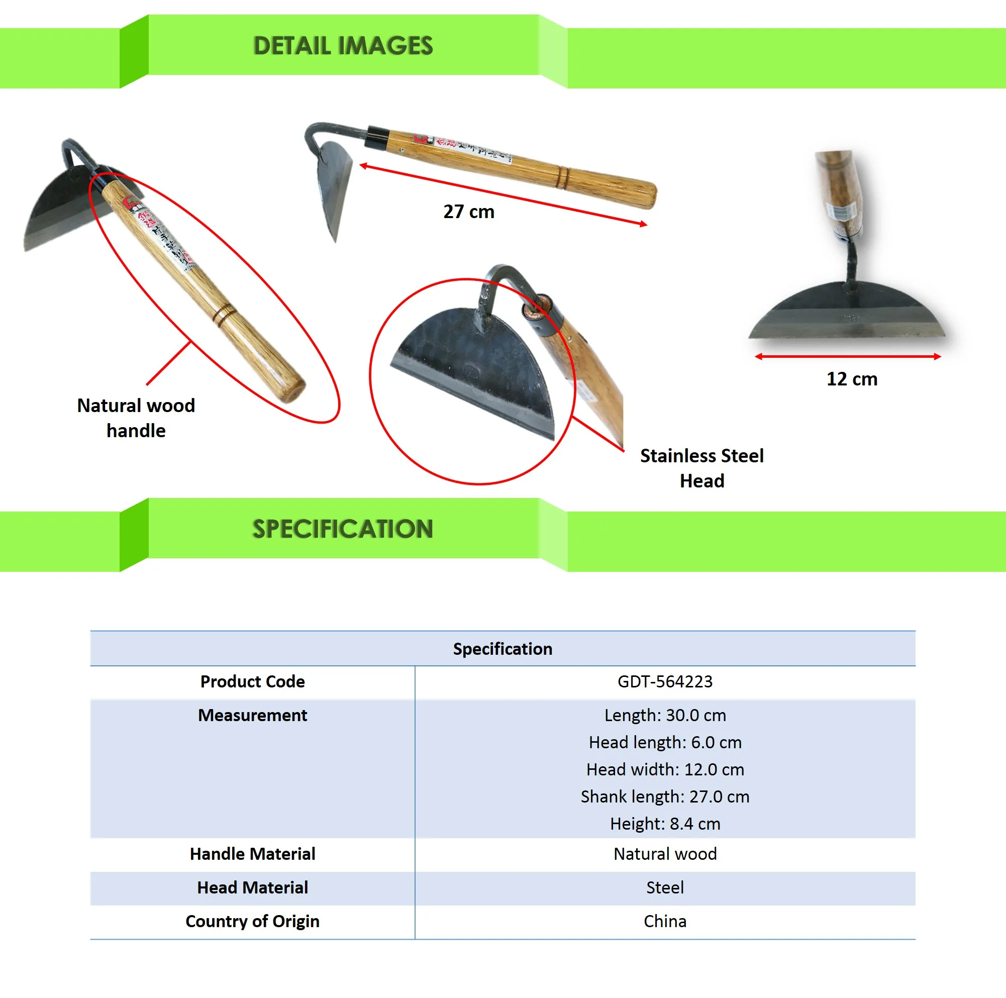 Gold Elephant Seal One-handed Gardening Shaving with Steel and wooden handle made in China