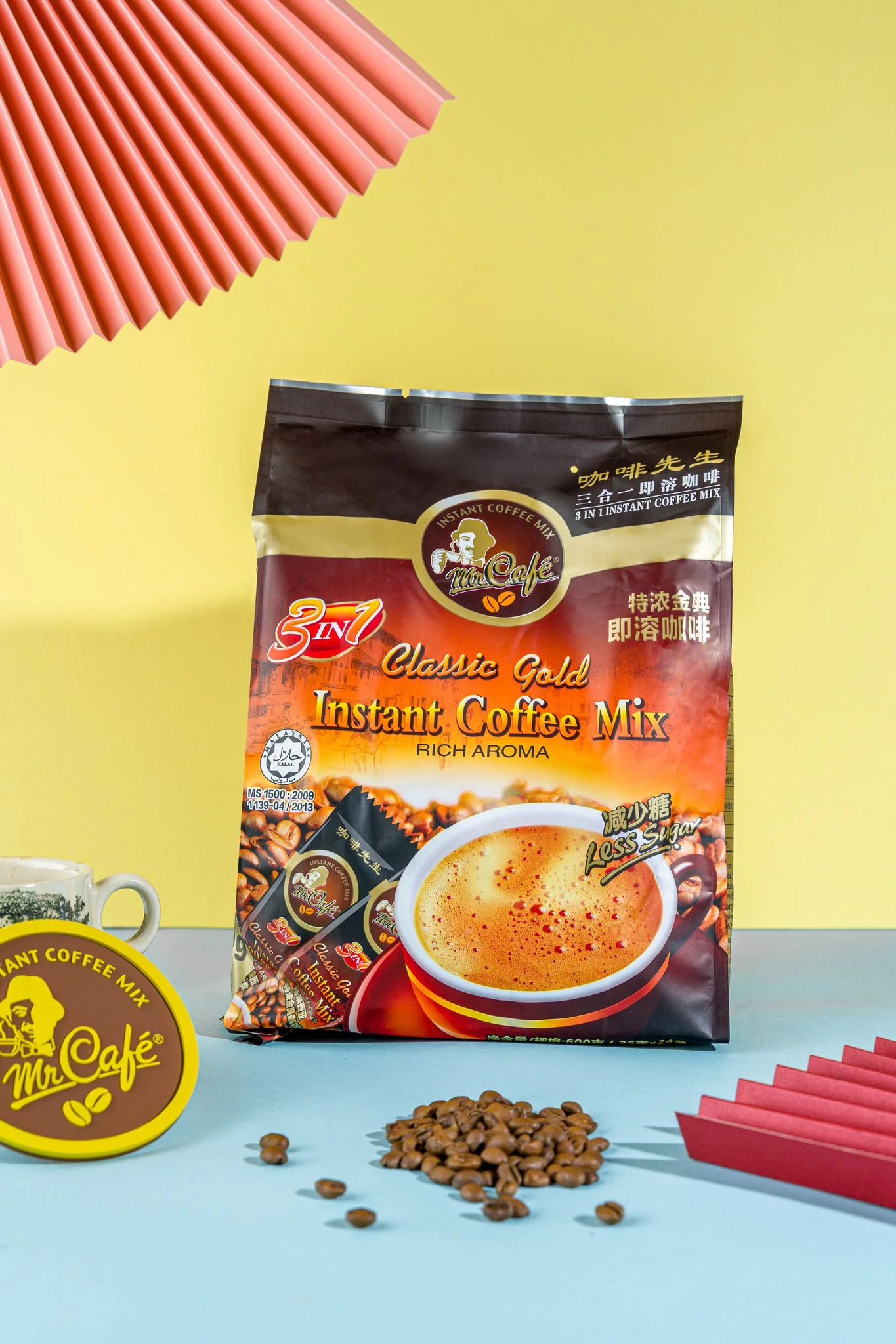 Caffeinated Drinks MR CAFE Classic Gold 3 in 1 Instant Coffee Powder Mix 25g x 24s x 20p with Non-dairy Creamer