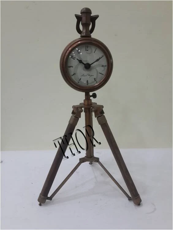 Collectible Tripod Table Clock Wooden Stand  Beautiful Clock Living Room/ Bedroom /Home And Office Decor