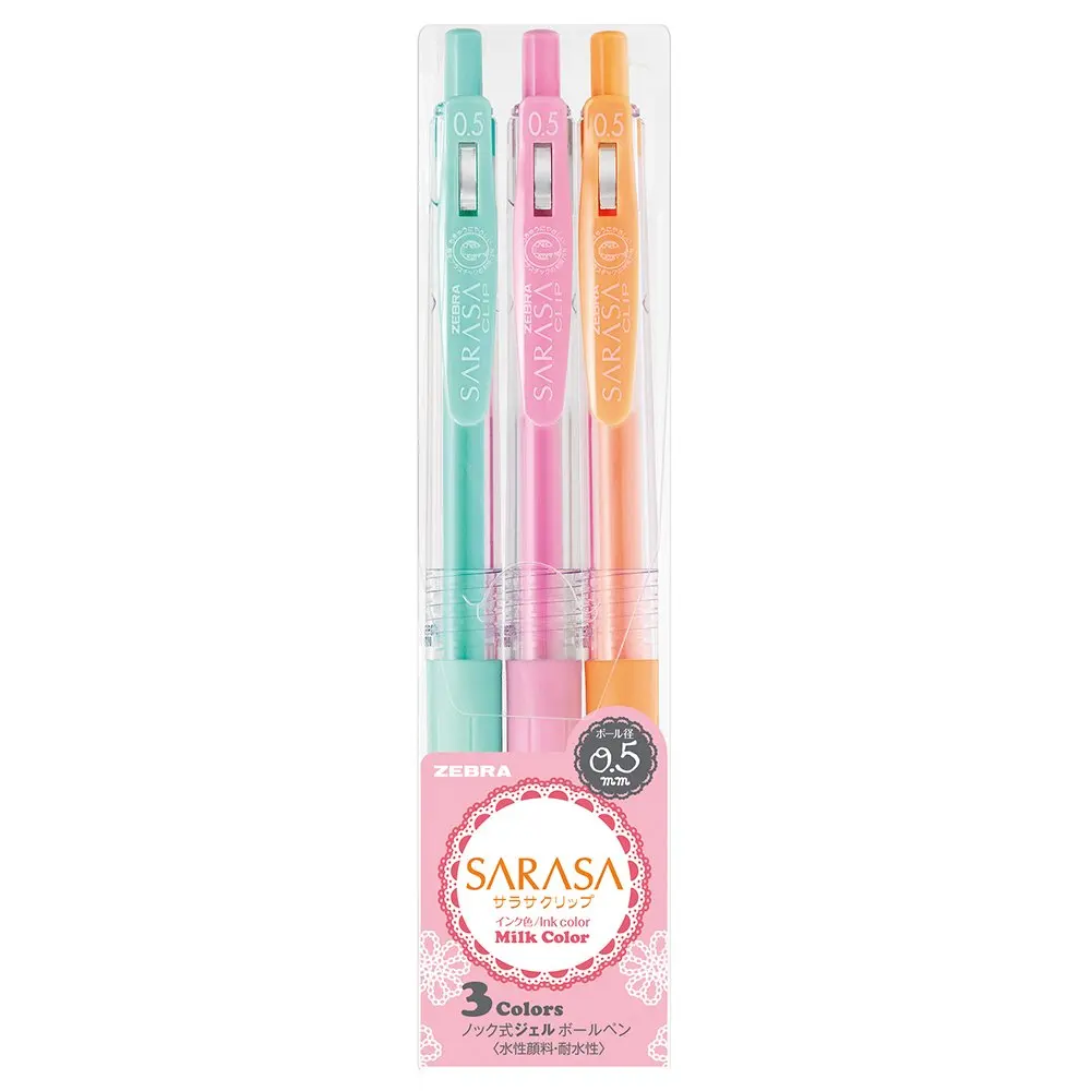 Zebra Sarasa Clip 0.5 Gel Ink Ballpoint pen 3 Color Set JJ15-3C-MK Made in Japan
