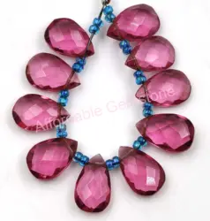 Ruby lite quartz polished gemstone faceted beads handmade beads delicate jewelry pear shape stone jewelry making stones