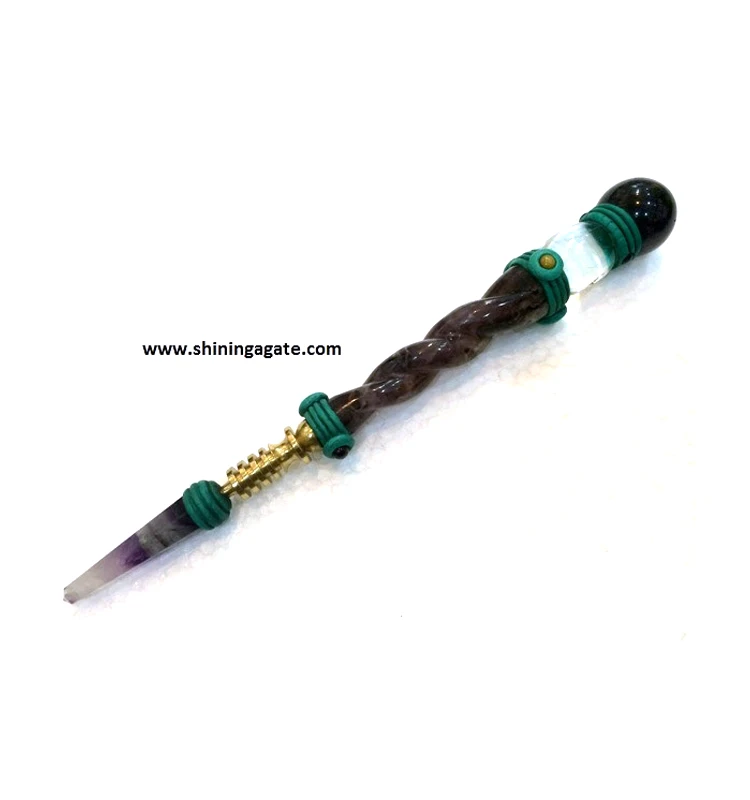 Оптовая продажа тибетская волшебная палочка с аметистом витая оптом тибетские волшебные палочки драгоценными камнями