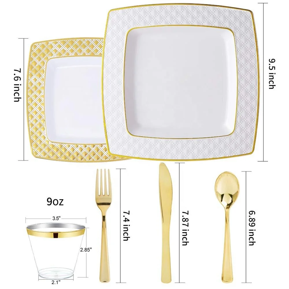 150pcs Best Price Formal Faience Disposable Plastic Dinnerware sets