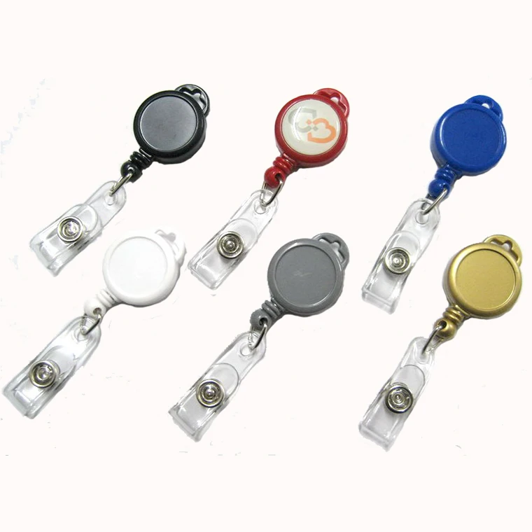RPL-01 Wholesale small nylon cord retractable pull key holder badge reel in lanyard