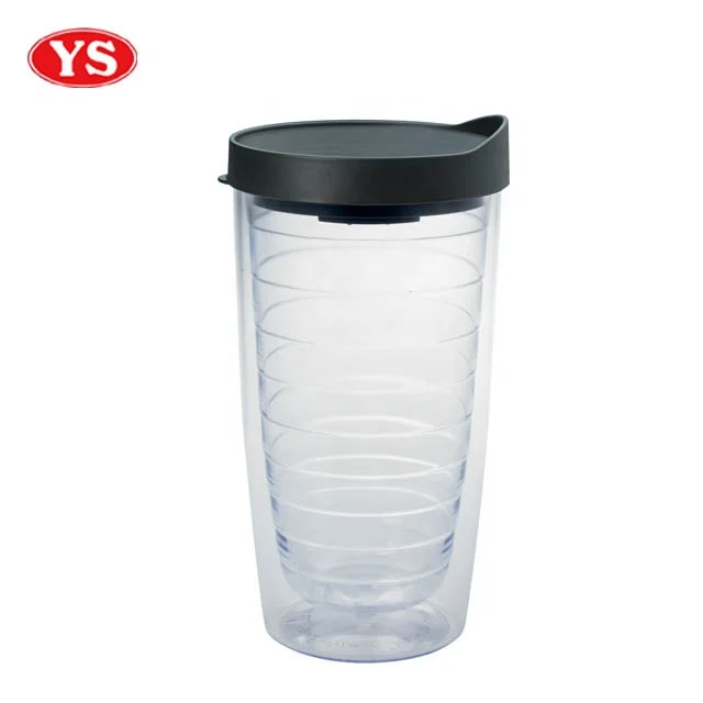 promotional 16oz double wall plastic auto coffee travel mugs with lid