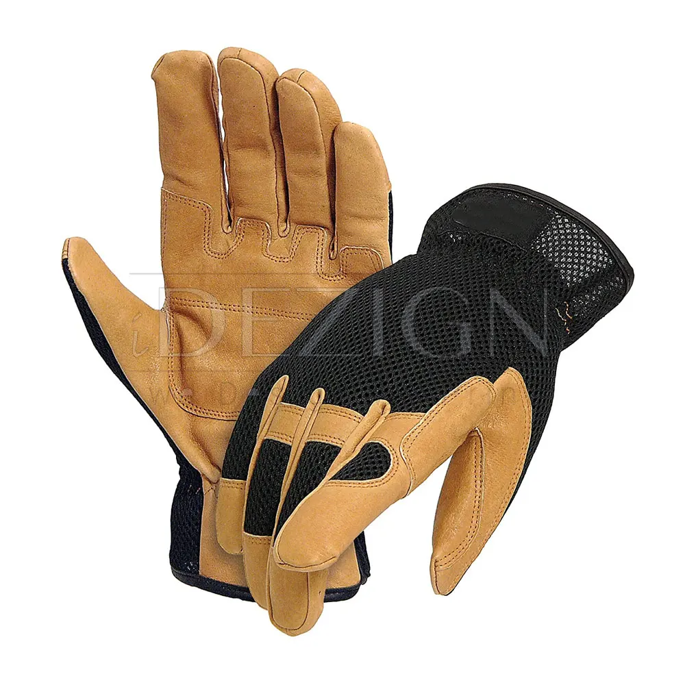  Защитное оборудование защитные рабочие перчатки двойная ладонь из свиной кожи с красными и синими полосками