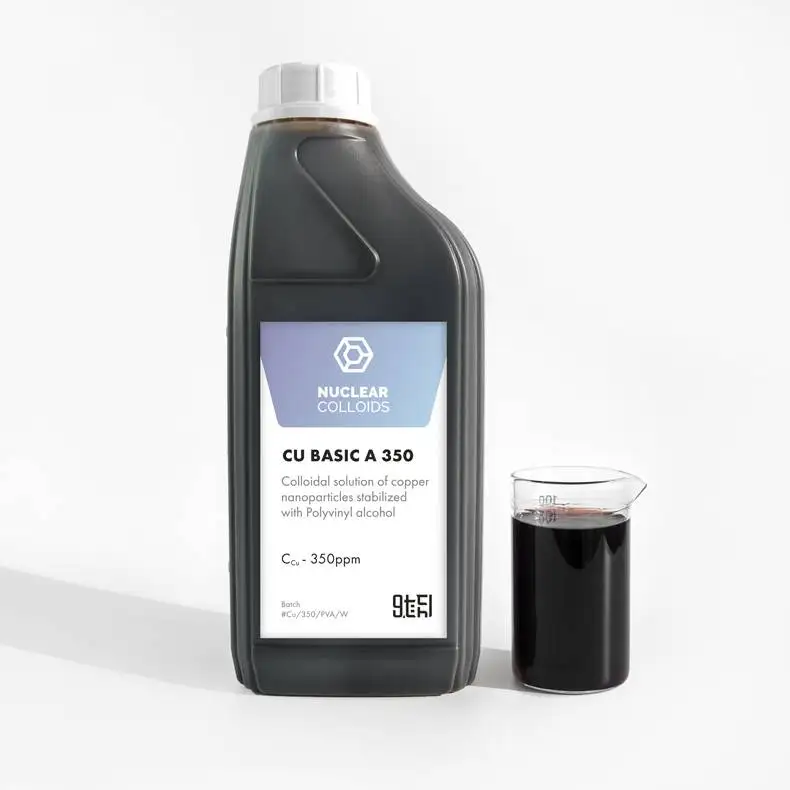 High quality Copper Nanoparticles CU Basic A350 ppm, Soluble PVP Colloidal Liquid, Compatible with Anionic Formulas