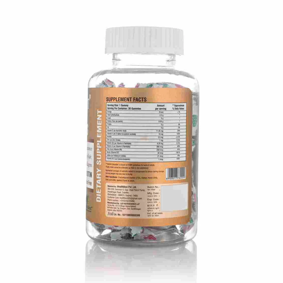 Highest Admiring Sugar Free Hair Nail & Skin Gummies natural skin moisture Healthy Hair Vitamin C Vitamin E  nail strength