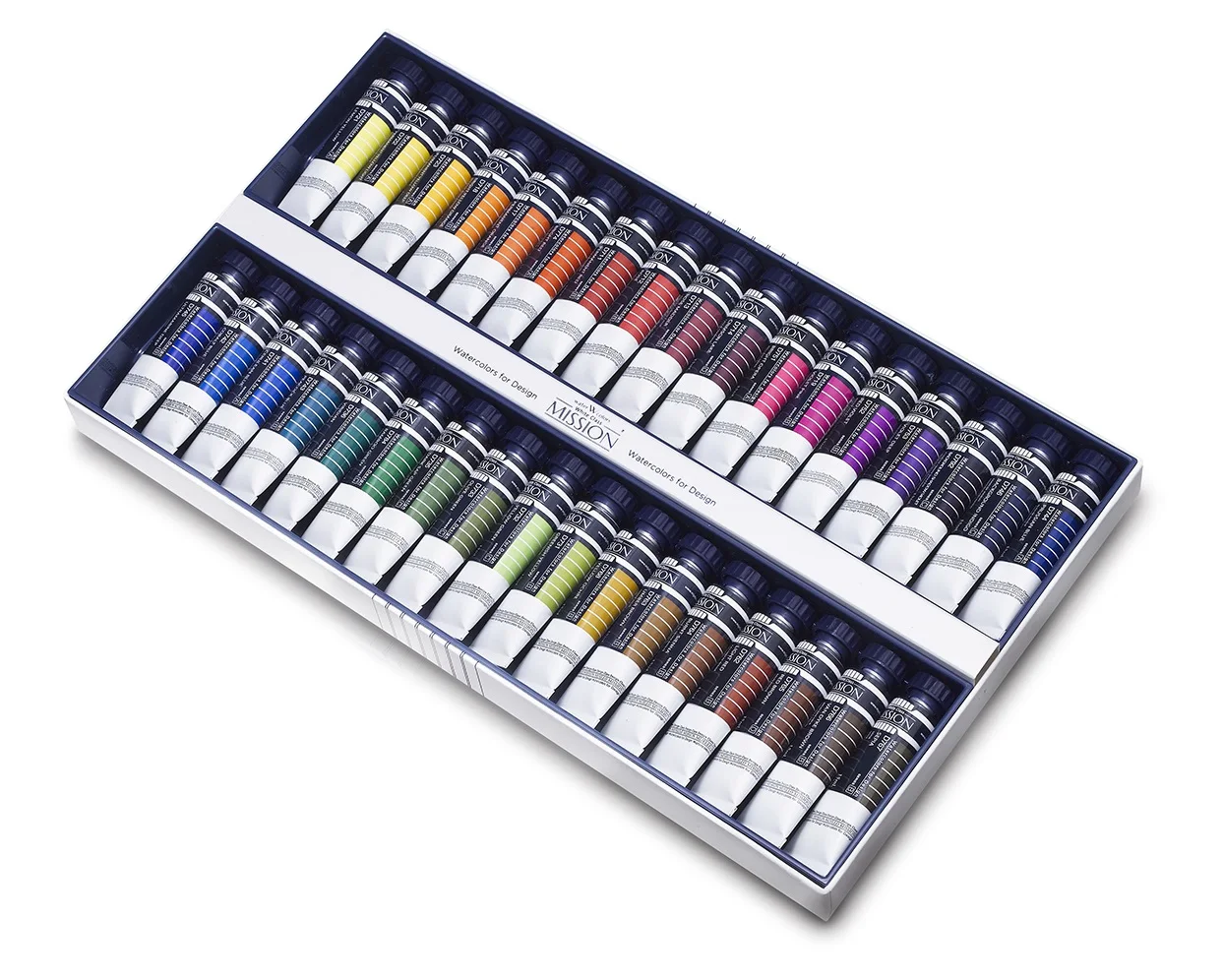 Mijello MISSION WHITE CLASS Design Watercolor Set (15ml x 34 Colors)