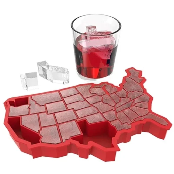 red USA map style  silicone ice cube trays