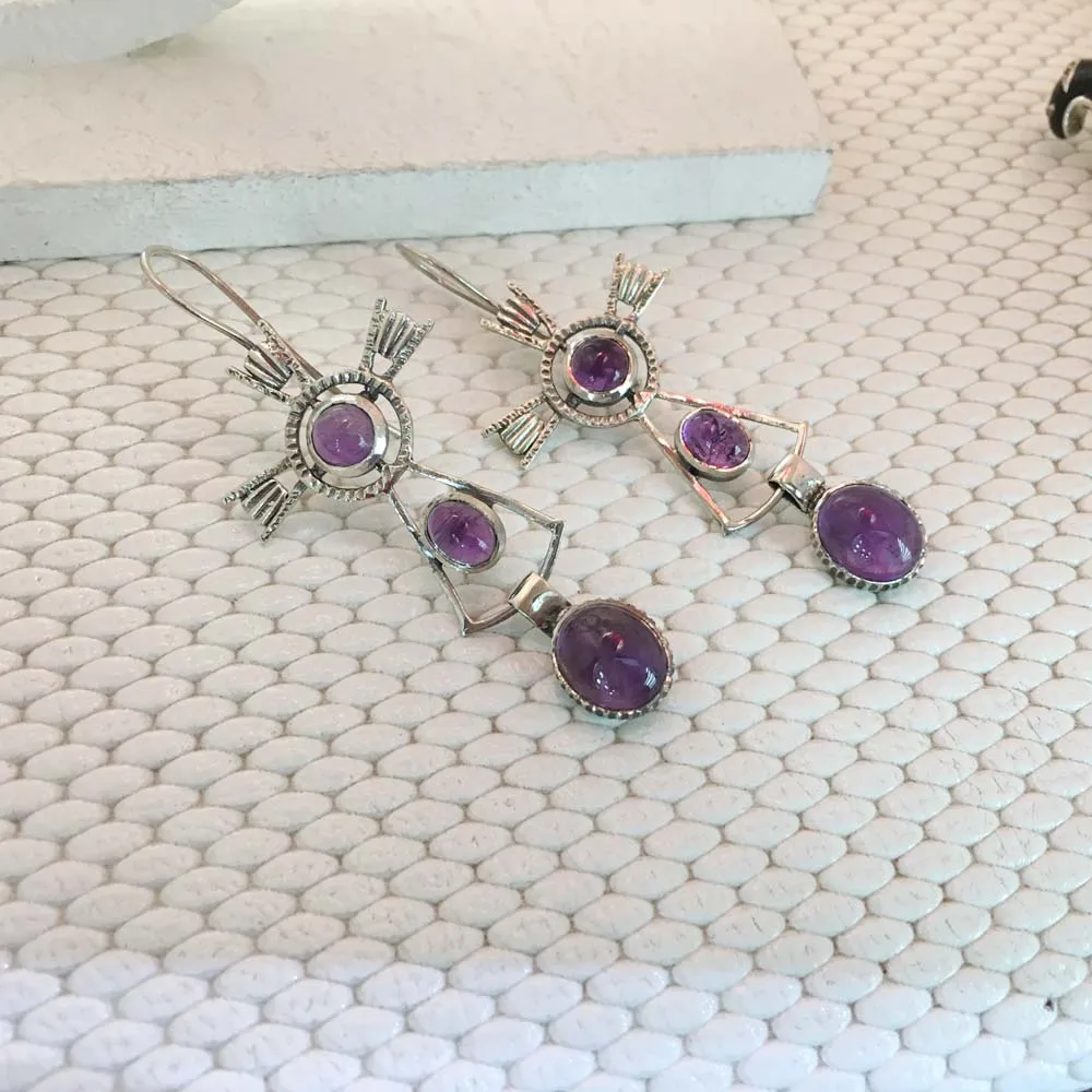 Oxidised Unique & Different Design Earring Pure 925 Sterling Silver Wholesale Price Excellent Quality Amethyst Gemstone Earrings