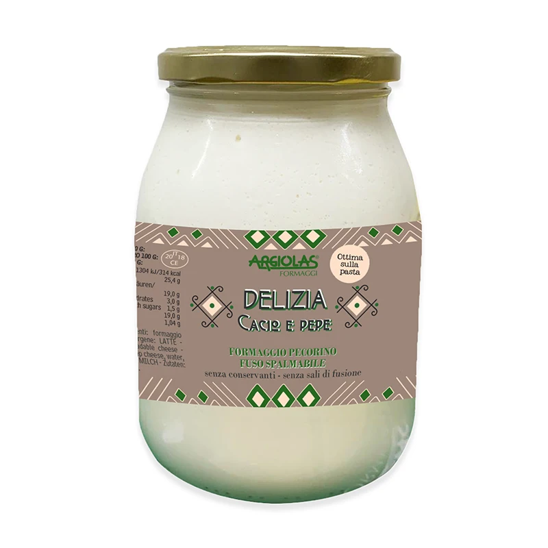 Pecorino Cream with pepper 1kg Made in Italy Delizia cacio e Pepe Sardinian Cheese Argiolas Formaggi