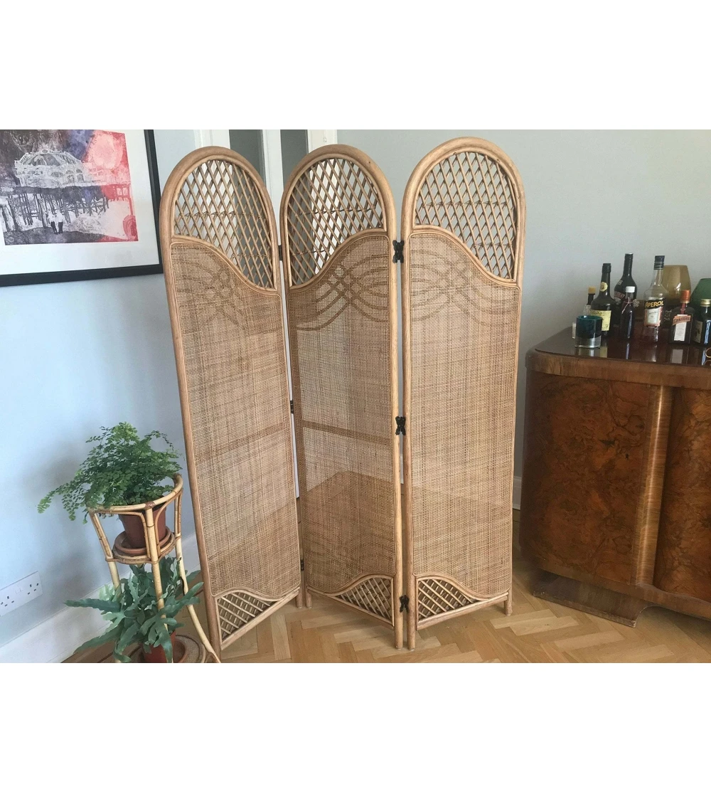Premium Product Rattan Cane Webbing Divider Foldable Screen Room Divider