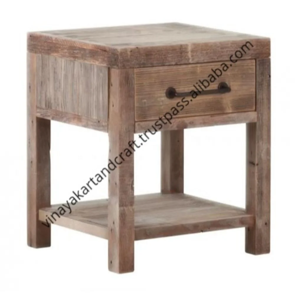 Vintage Industrial Furniture Jodhpur Style 1 door Drawer Bedside Table Nightstand Old Wood