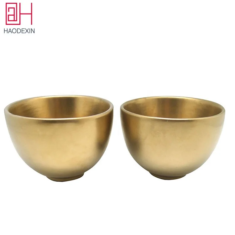 HAODEXIN home decor 10oz Buddha matte gold ceramic temple candle bowl jars ceramic food soup bowl for scented candle making
