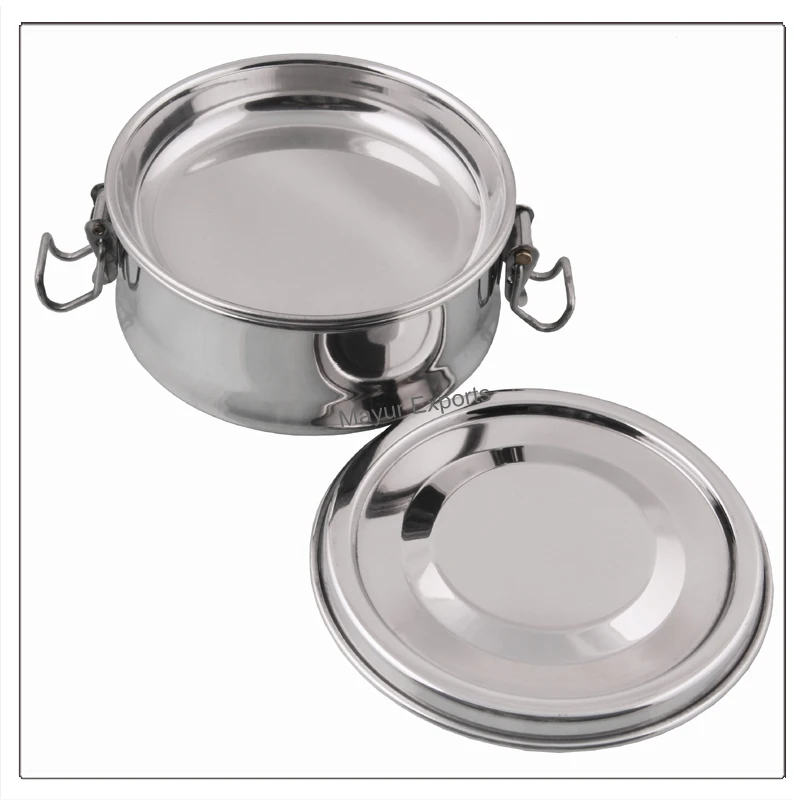 Stainless Steel Round Lunch box with snacks plate Small Round School Lunch Box