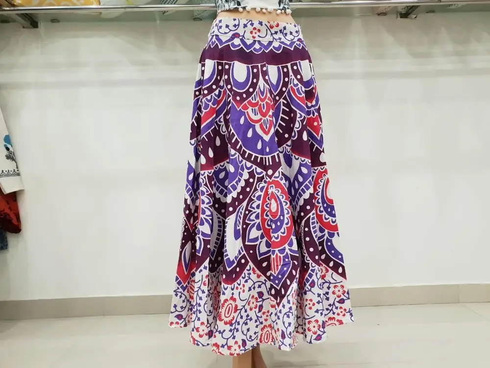 Cotton Mandala Long Gypsy Skirts Indian Women Natural Adults Multi Printed 100% Cotton 500 Pcs Maxi Standard In-stock Items SK02