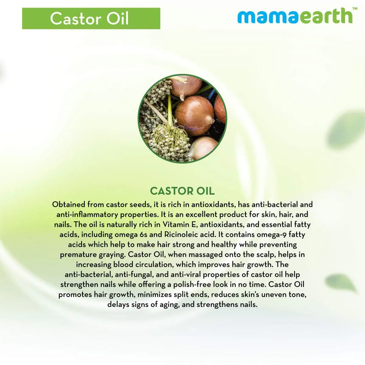 Mamaearth 100% Pure Castor Oil Cold Pressed To Support Hair Growth Good Skin and Strong Nails 150 ml