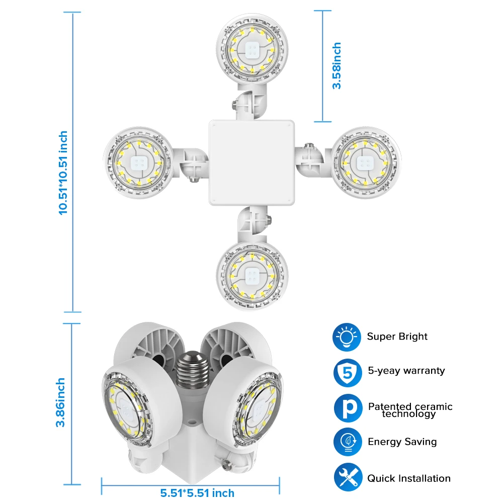  Sansi 30w 3000lm 5000K 110 к 277vac коммерческий светодиодный вентилятор гараж прожекторное освещение для парковки и склад двор сад