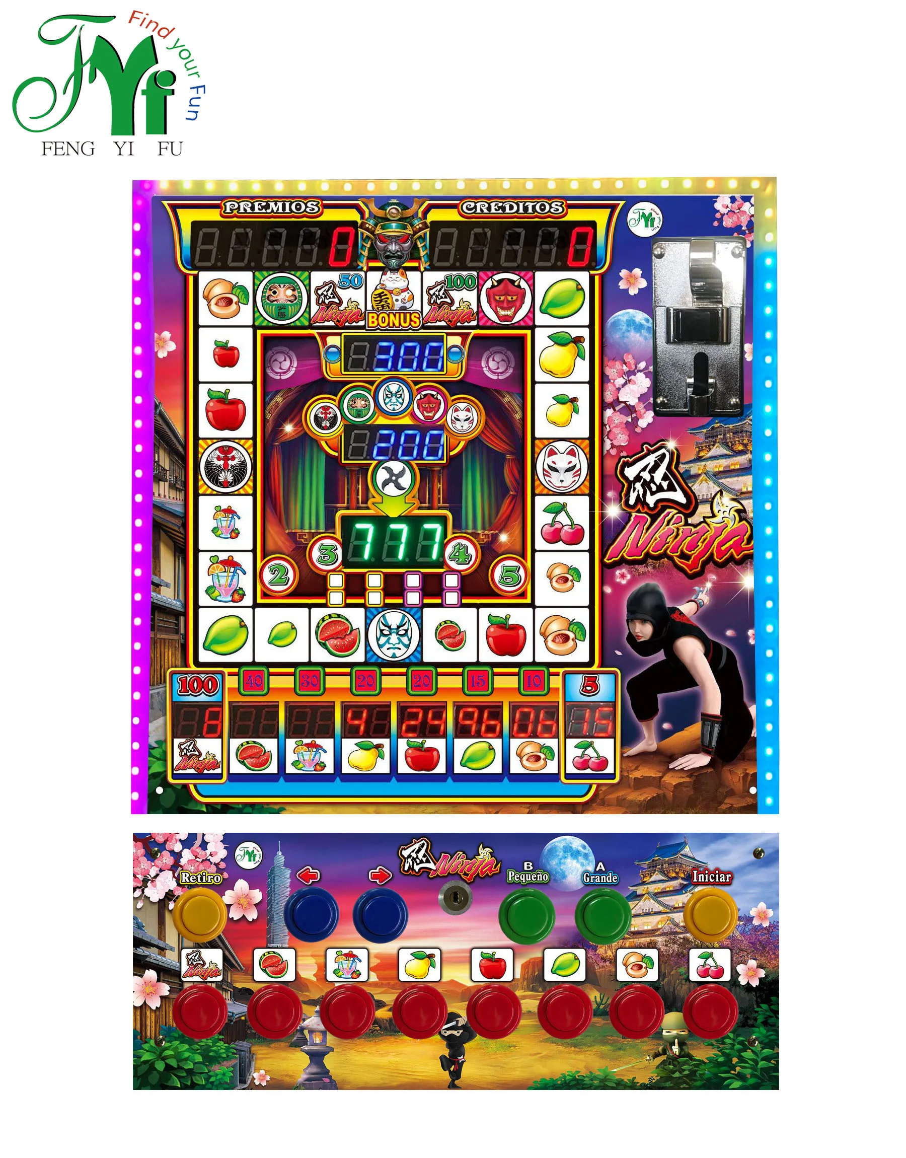 
Ninja LED Fruit King Mario Slot Game Machine 