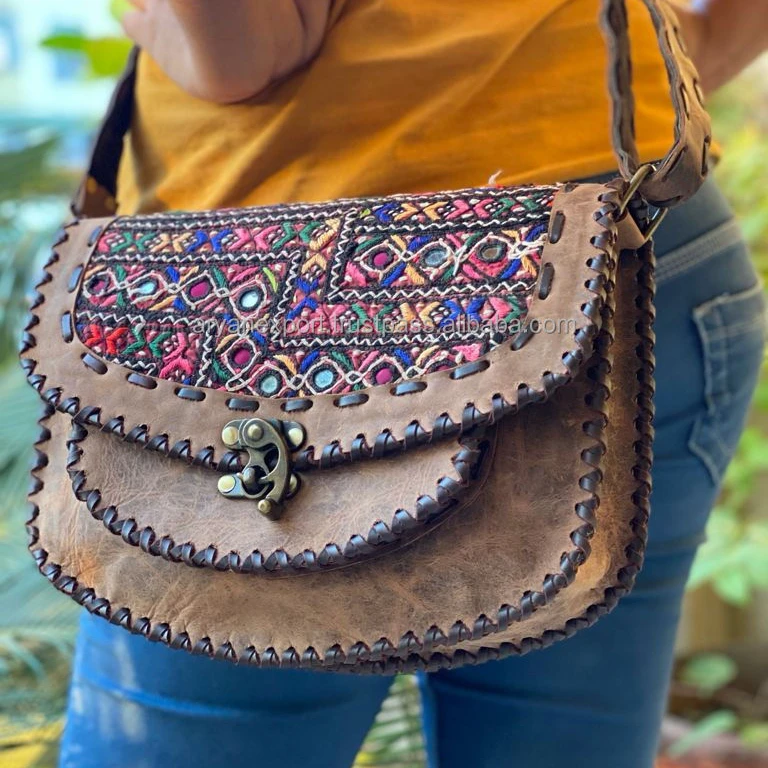 Индийская стильная Цыганская кожаная сумка через плечо Banjara Boho накладные рабочие