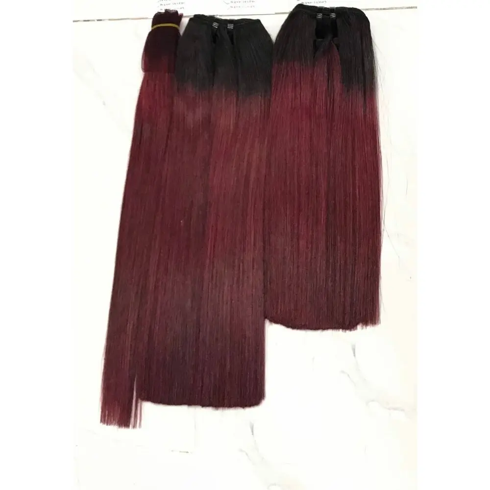 Trending 5 Jan 2022 Red Wine Ombre Color Super Drawn Bone Straight Virgin Remy Human Hair Extensions Soft and Smooth