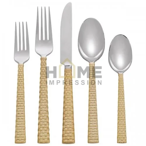 Set Of 2 Flower Branches Metal Cutlery Set Gold Color Handle Cherry Blossom Luxury Flatware Set High Quality In Affordable Price