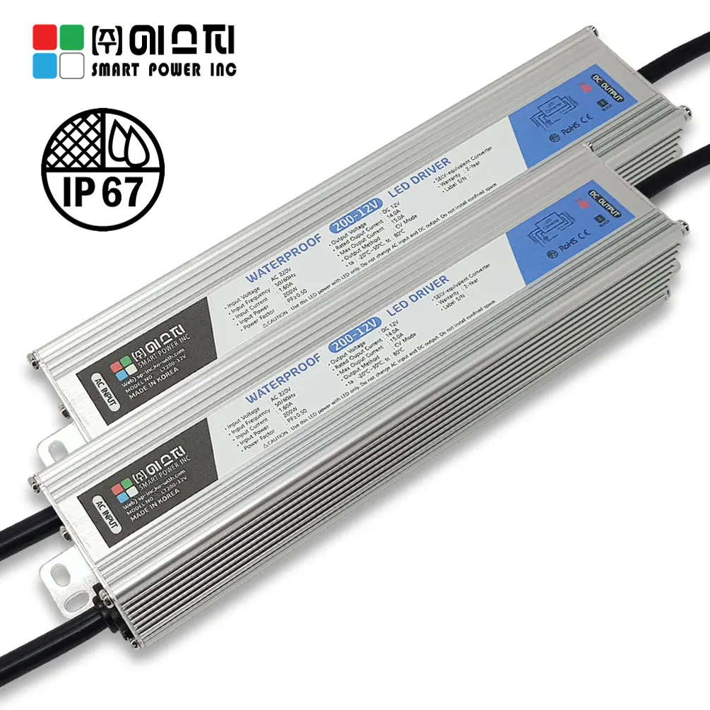 
AC Input Voltage 220V to DC Output Voltage 12V 200W Waterproof Power Supply LED drivers made in Korea 