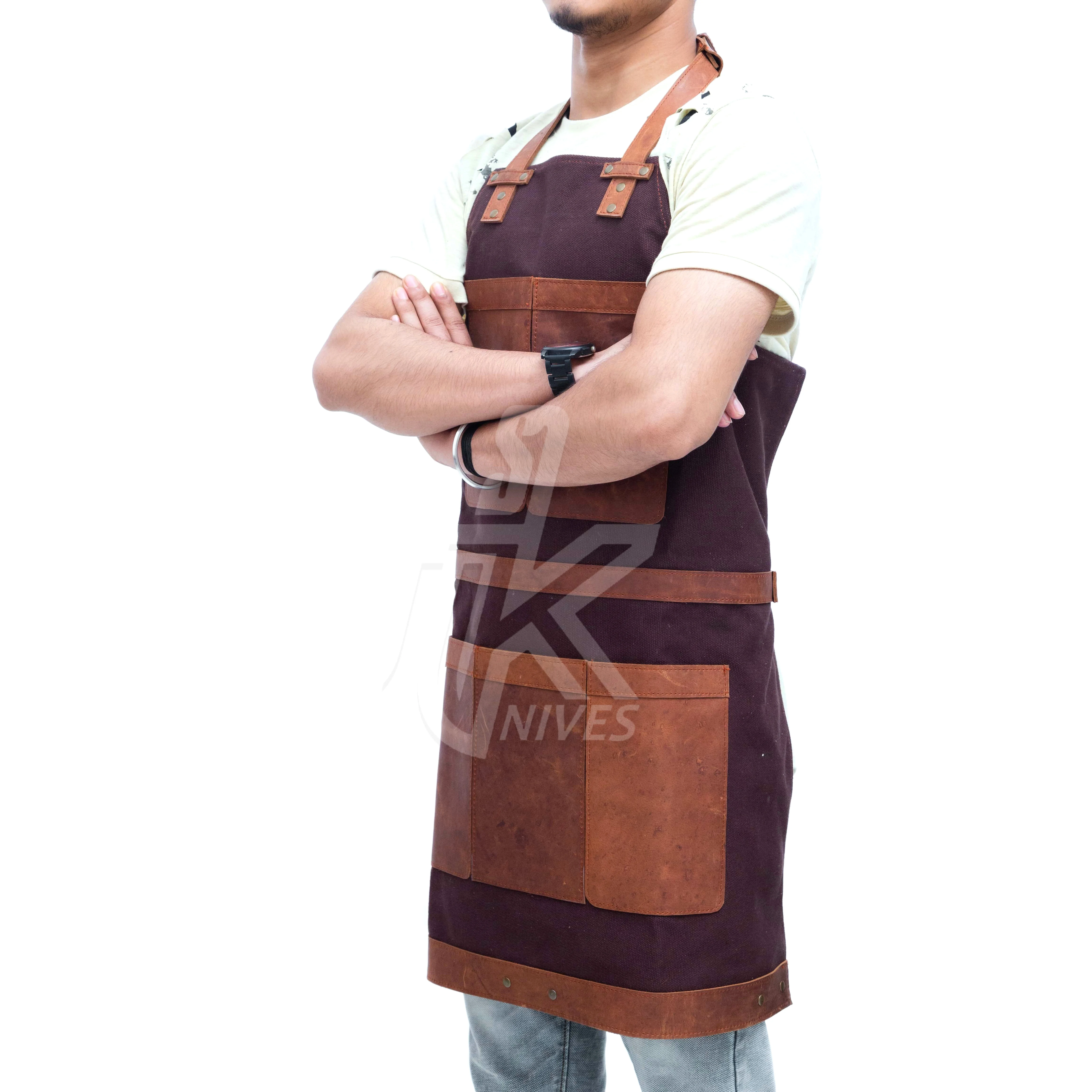 Кожаный дизайнерский фартук кожаный инструмент для сварки многофункциональный столярных работ с 3 карманами