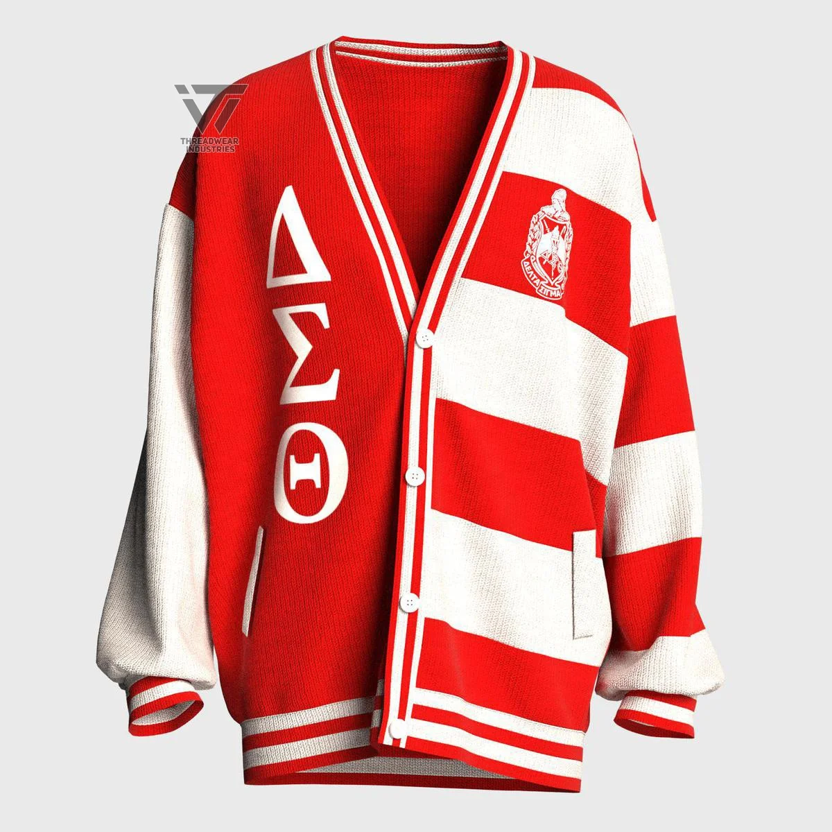 Custom Greek Delta | Sigma | Theta DST Sorority Acrylic Embroidered Cardigan Sweater College Paraphernalia