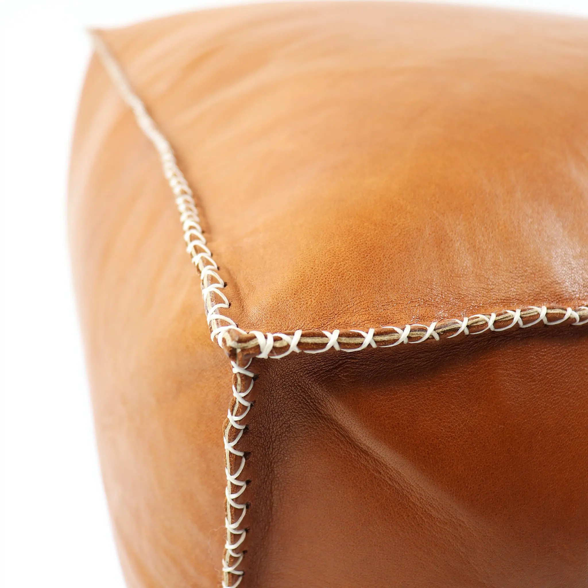 Cognac Color Handmade Moroccan Leather Ottoman Portable Pouf moroccan leather pouf ottoman footstool